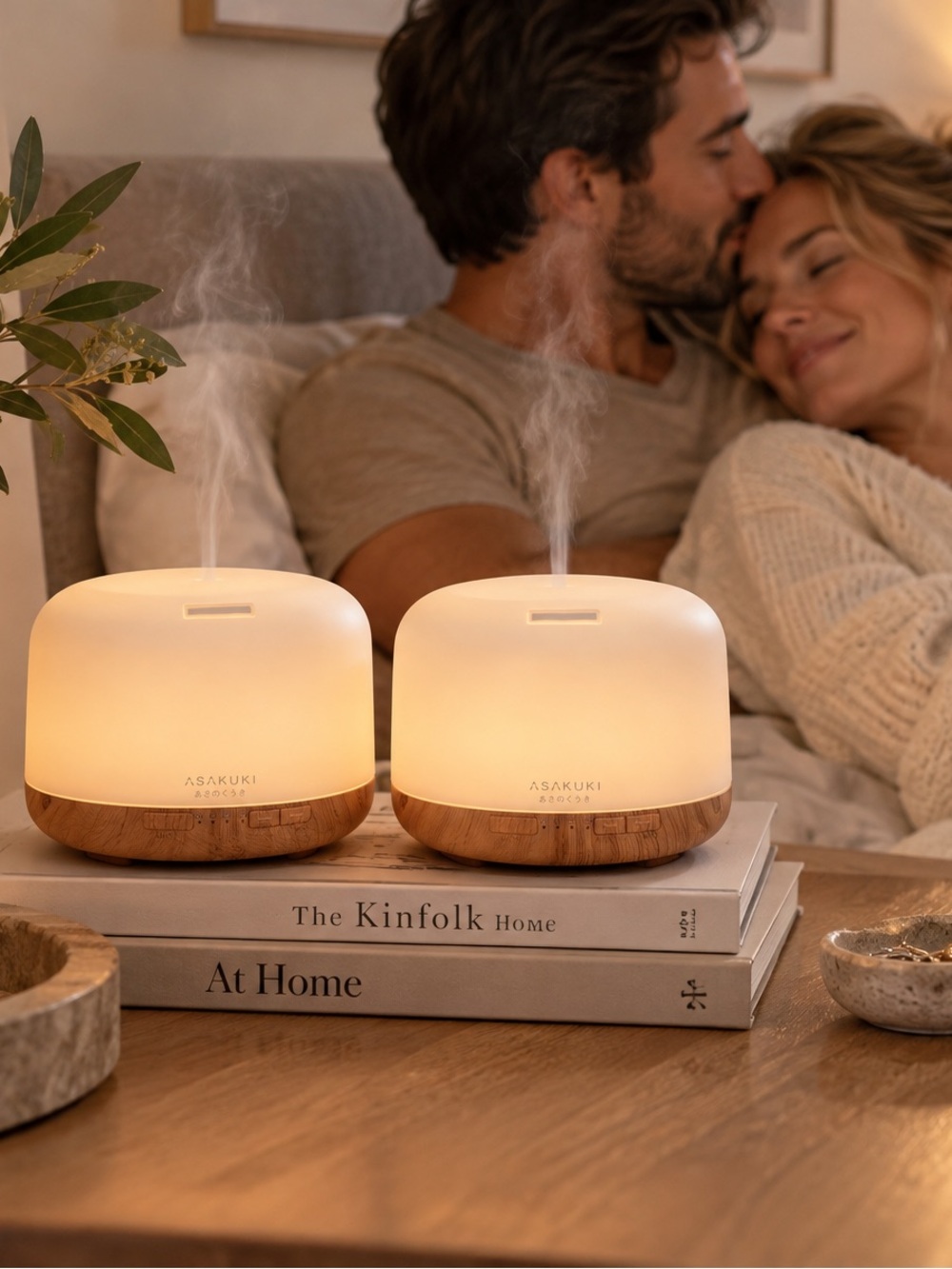 ASAKUKI Essential Oil Diffusers Set of 2 – Wood Grain Aromatherapy LED Humidifie